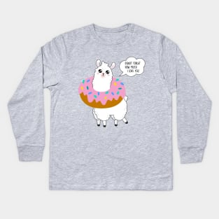 Donut forget how much I love you - Llama Valentine's Day Kids Long Sleeve T-Shirt